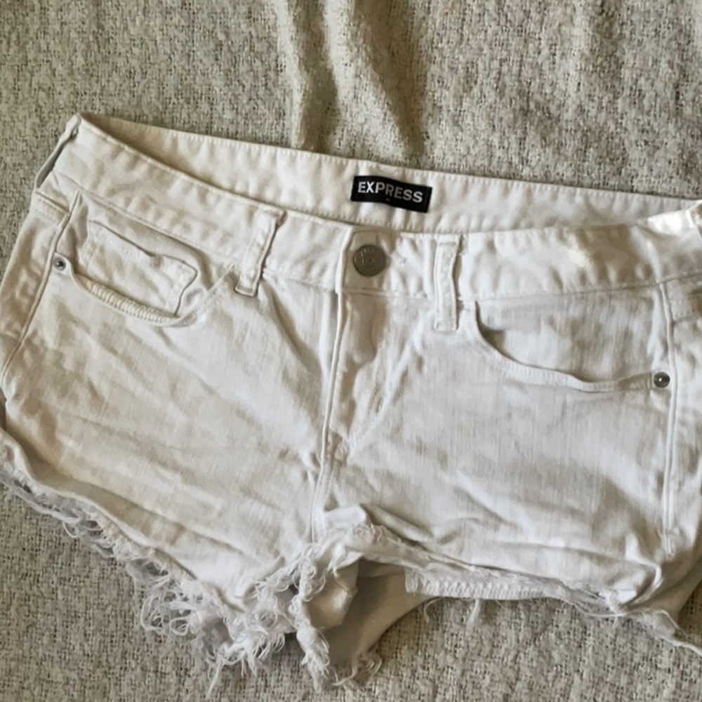 Express white jean shorts